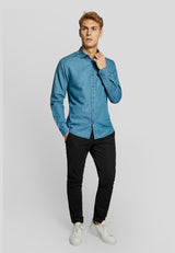 BS Elverum casual slim fit Skjorta - Blue