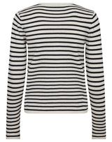 BS Melina Regular Fit Stickat - Off White/Navy