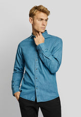 BS Elverum casual slim fit Skjorta - Blue