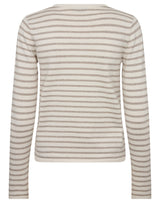 BS Melina Regular Fit Stickat - Sand/White